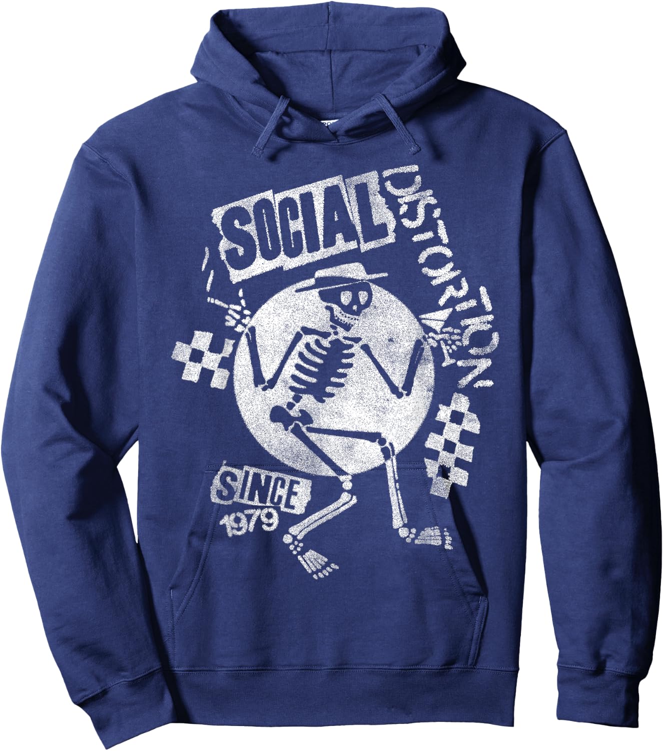 Official Social Distortion White Spray Skelly Hoodie - Hoodie | Navy