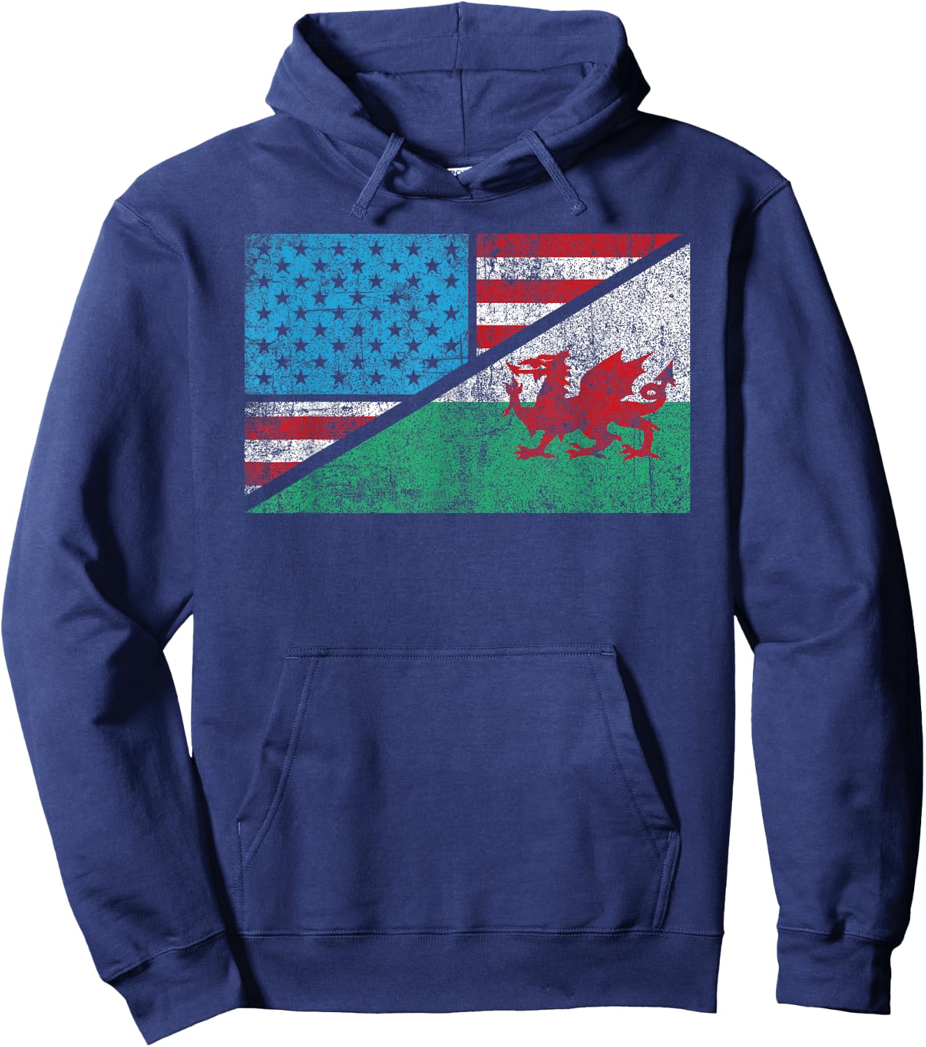 Welsh American distressed flag Wales US history heraldry Hoodie - Hoodie | Navy