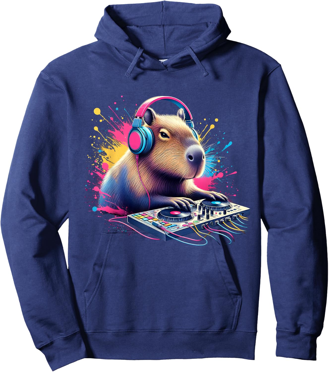 Capybara DJ DJing EDM Funky Dance Club Hoodie - Hoodie | Navy