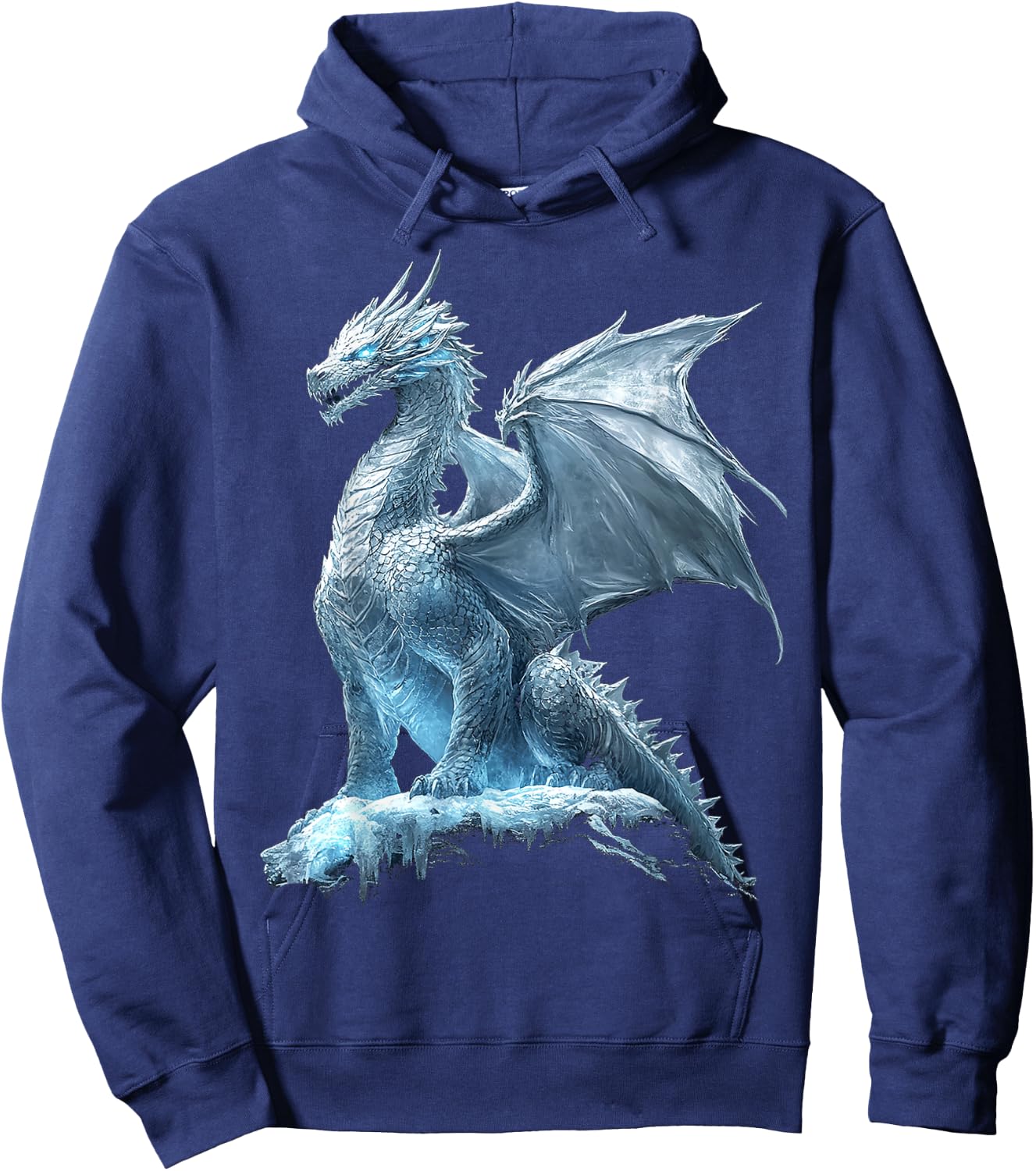 Ice Dragon Motif Mythical Illustration Ice Dragon Hoodie - Hoodie | Navy