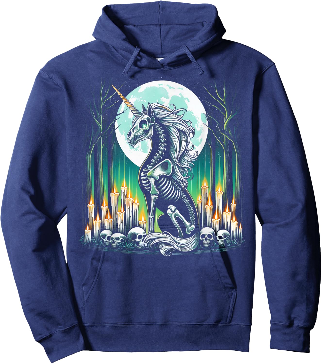 Cool Unicorn Skeleton Halloween Christmas Birthday Hoodie - Hoodie | Navy