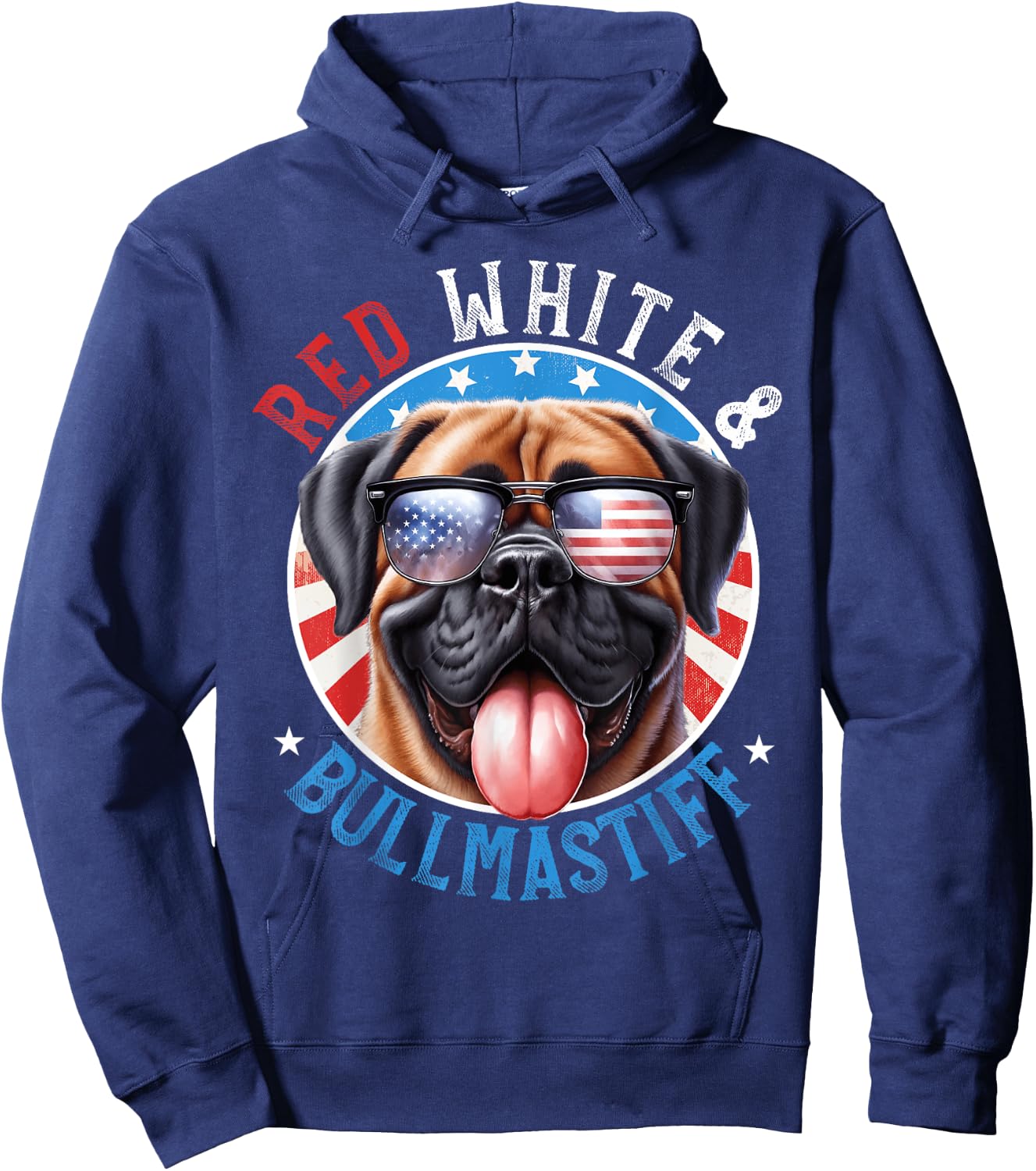 Bullmastiff Dog 4th of July Red White and The Gentle Giant Hoodie - Hoodie | Navy