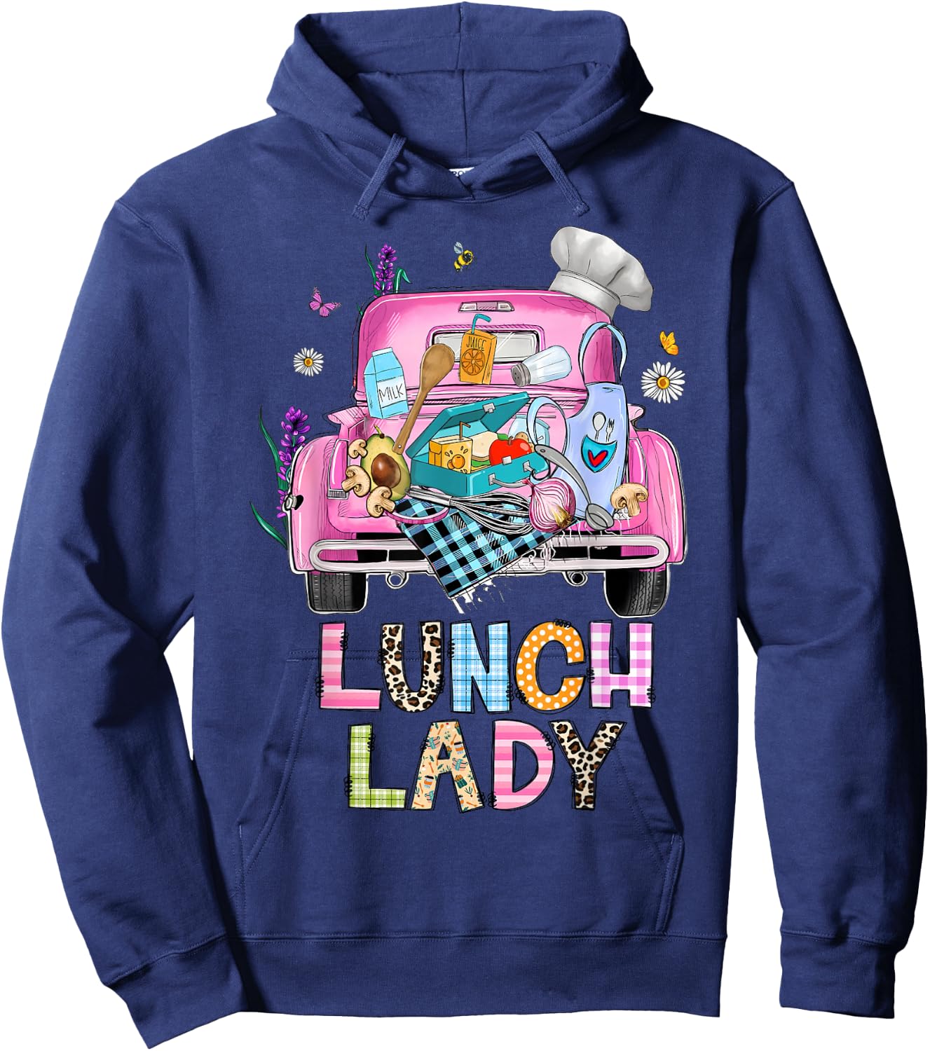 Lunch Lady Cute Truck Lunch Ladies Squad Cafeteria Crew Hoodie - Hoodie | Navy