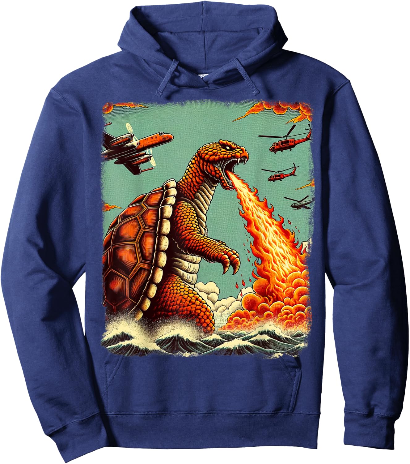 Kaiju Turtle Monster Japanese Turtle Kanagawa Wave Japan Hoodie - Hoodie | Navy