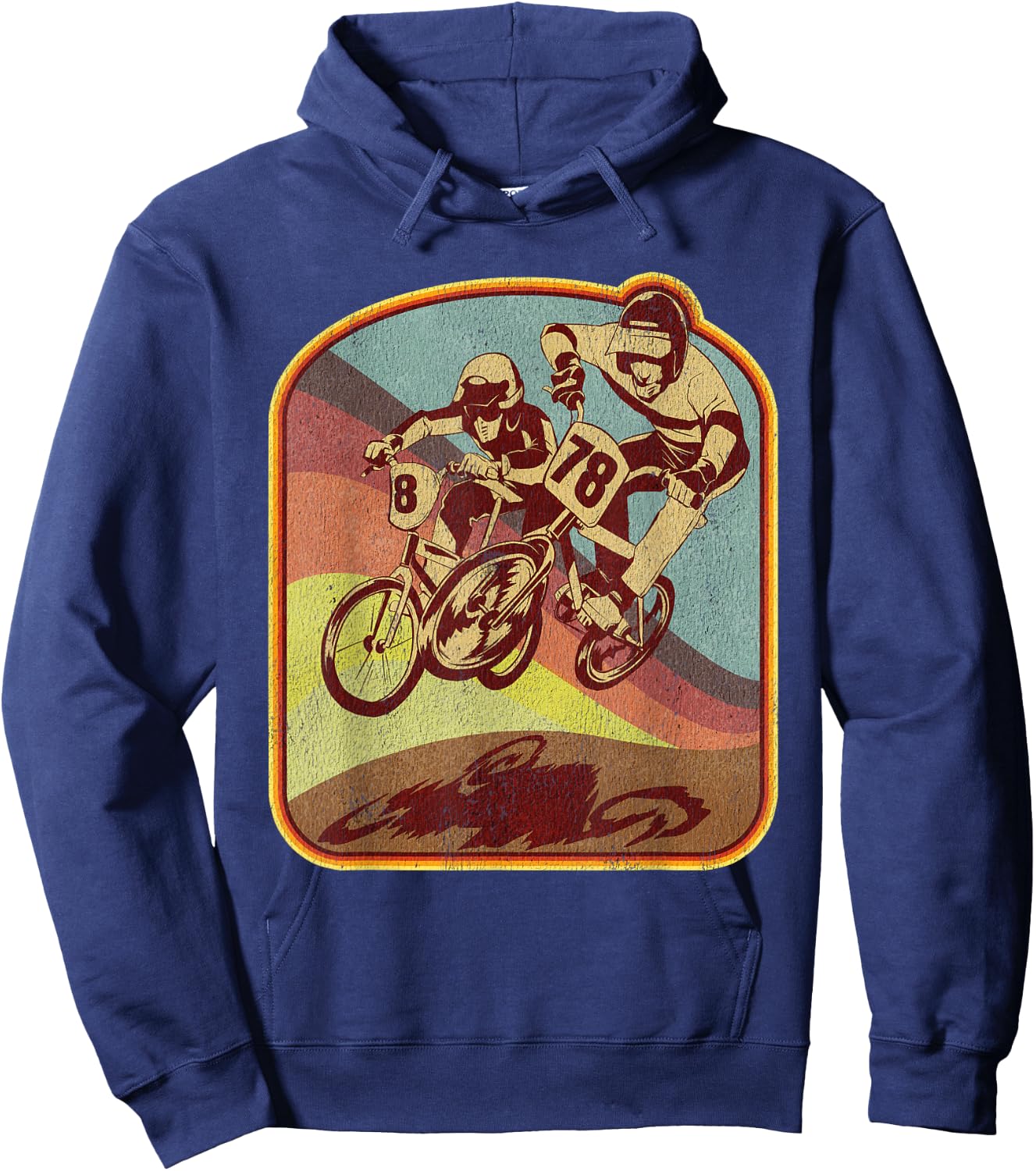 Vintage 80s BMX Rad Distressed Graphic Hoodie - Hoodie | Navy