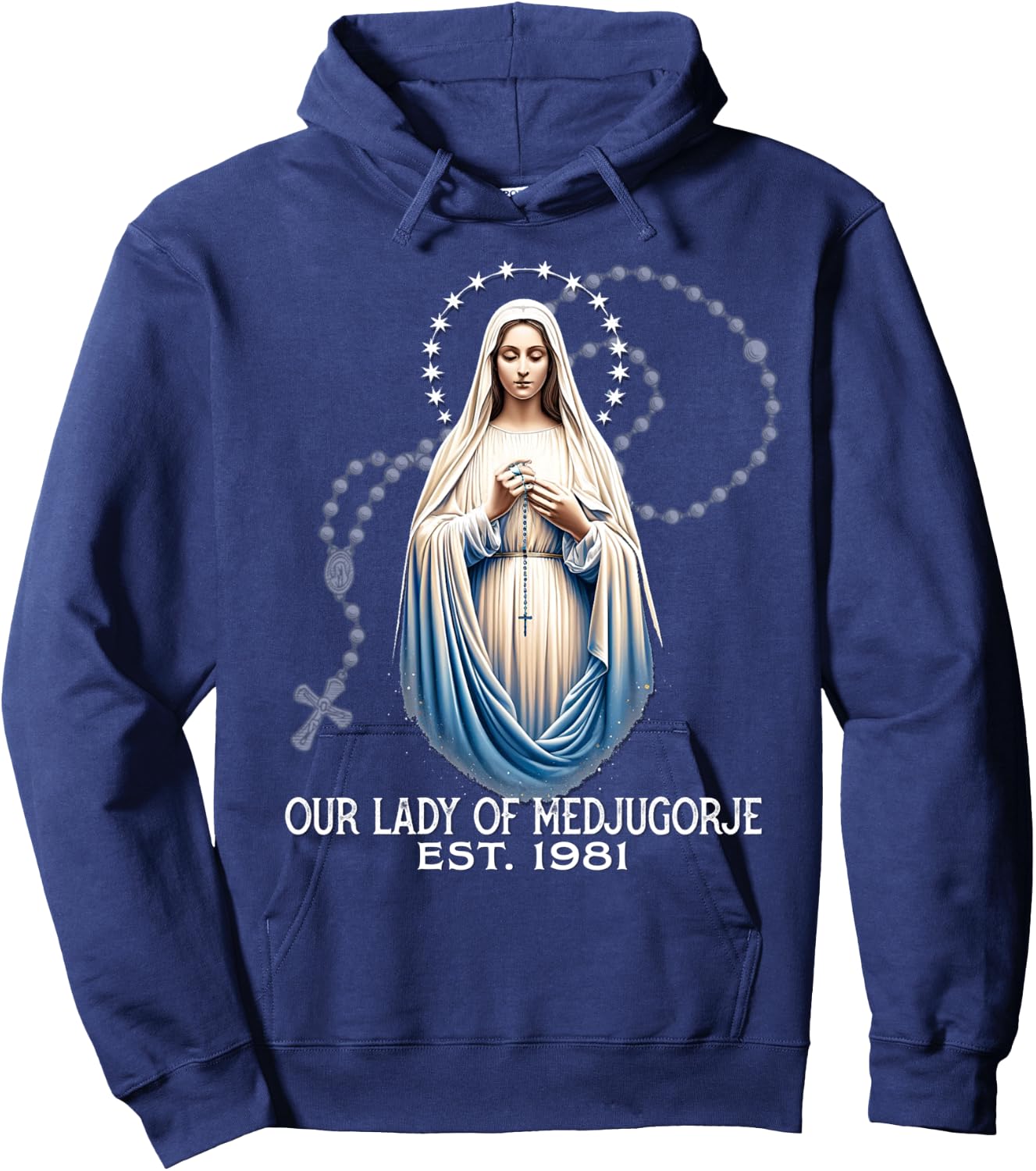 Our Lady of Medjugorje Pilgrimage Marian Catholic Hoodie - Hoodie | Navy