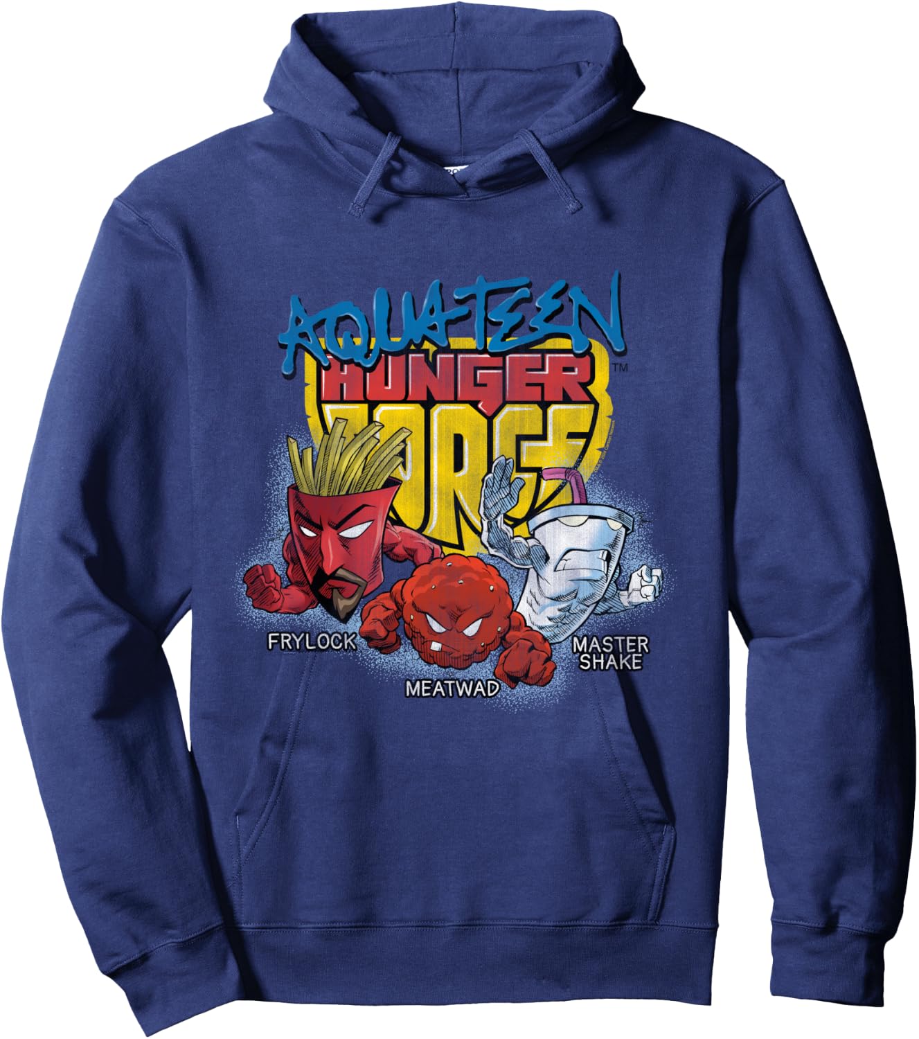 Aqua Teen Hunger Force Group Shield Logo Adult Swim Cartoon Hoodie - Hoodie | Navy