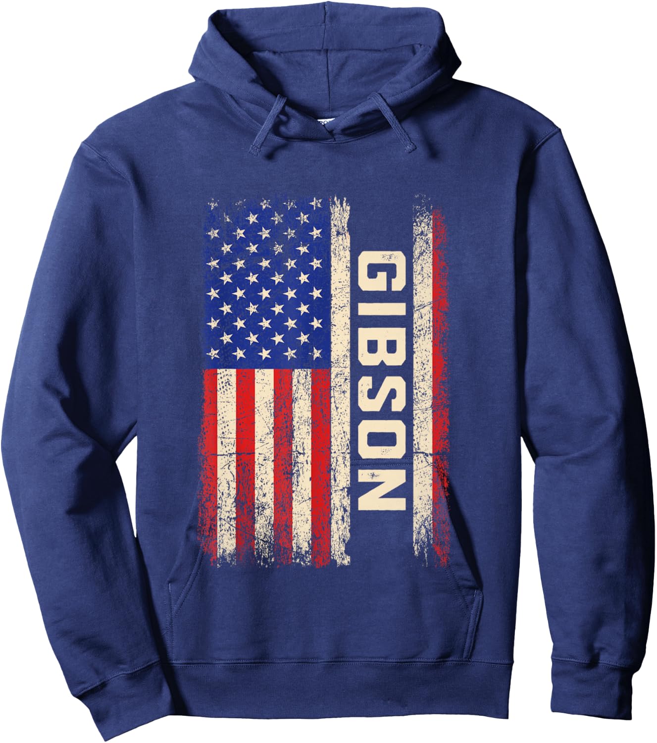 Gibson Last Name Shirt Gibson Name American Flag Hoodie - Hoodie | Navy