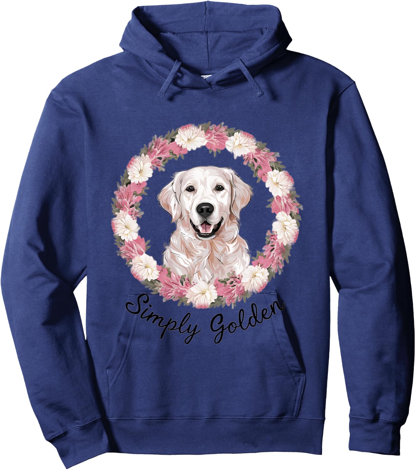 White English Cream Golden Retriever Cute 'Simply Golden' Hoodie - Hoodie | Navy