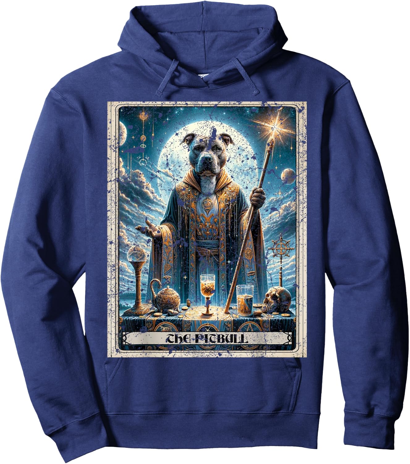 A Pitbull Tarot Card Dog Hoodie - Hoodie | Navy