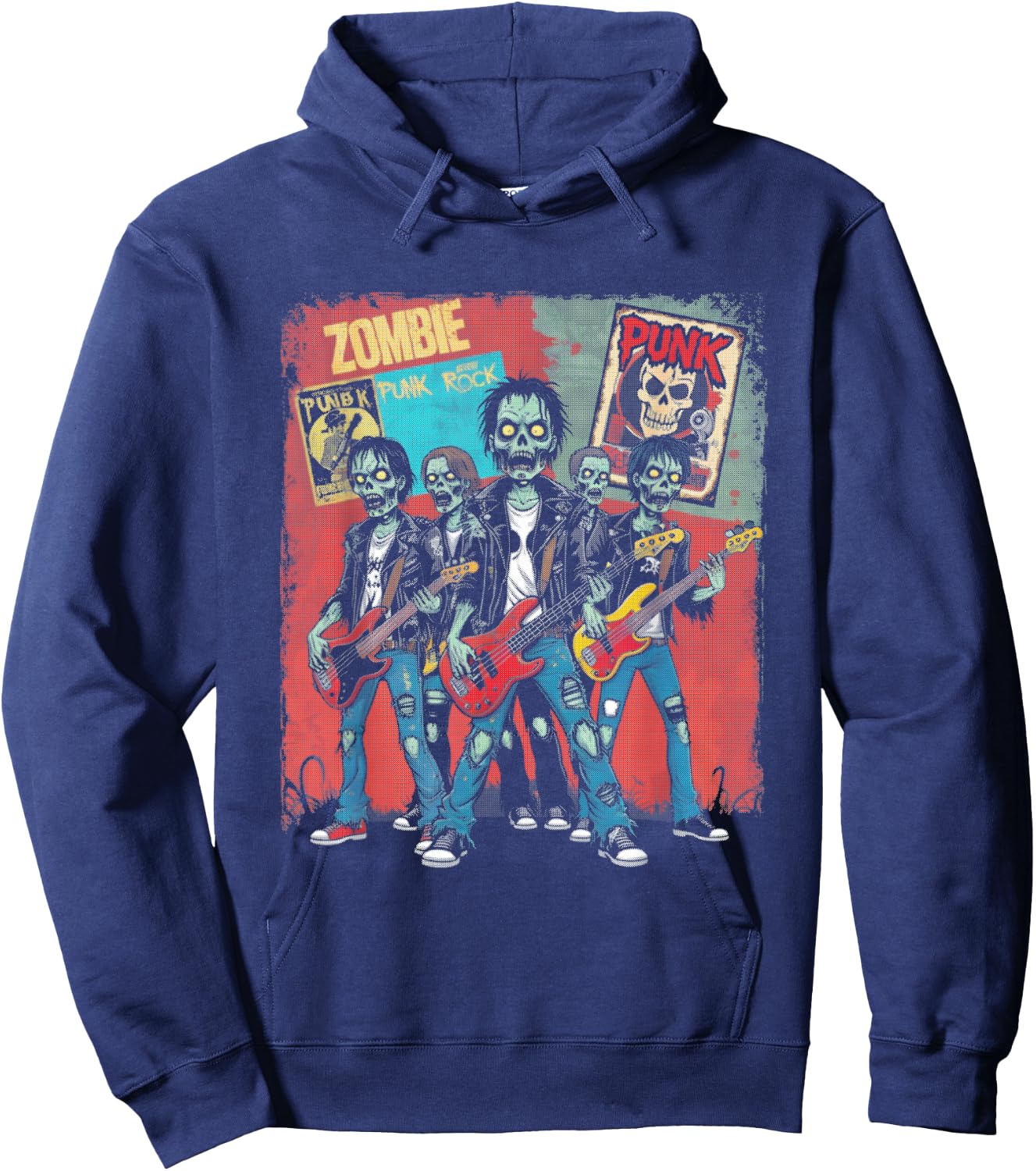 Zombie Punk Band - Creepy Zombie Halloween Lover Hoodie - Hoodie | Navy