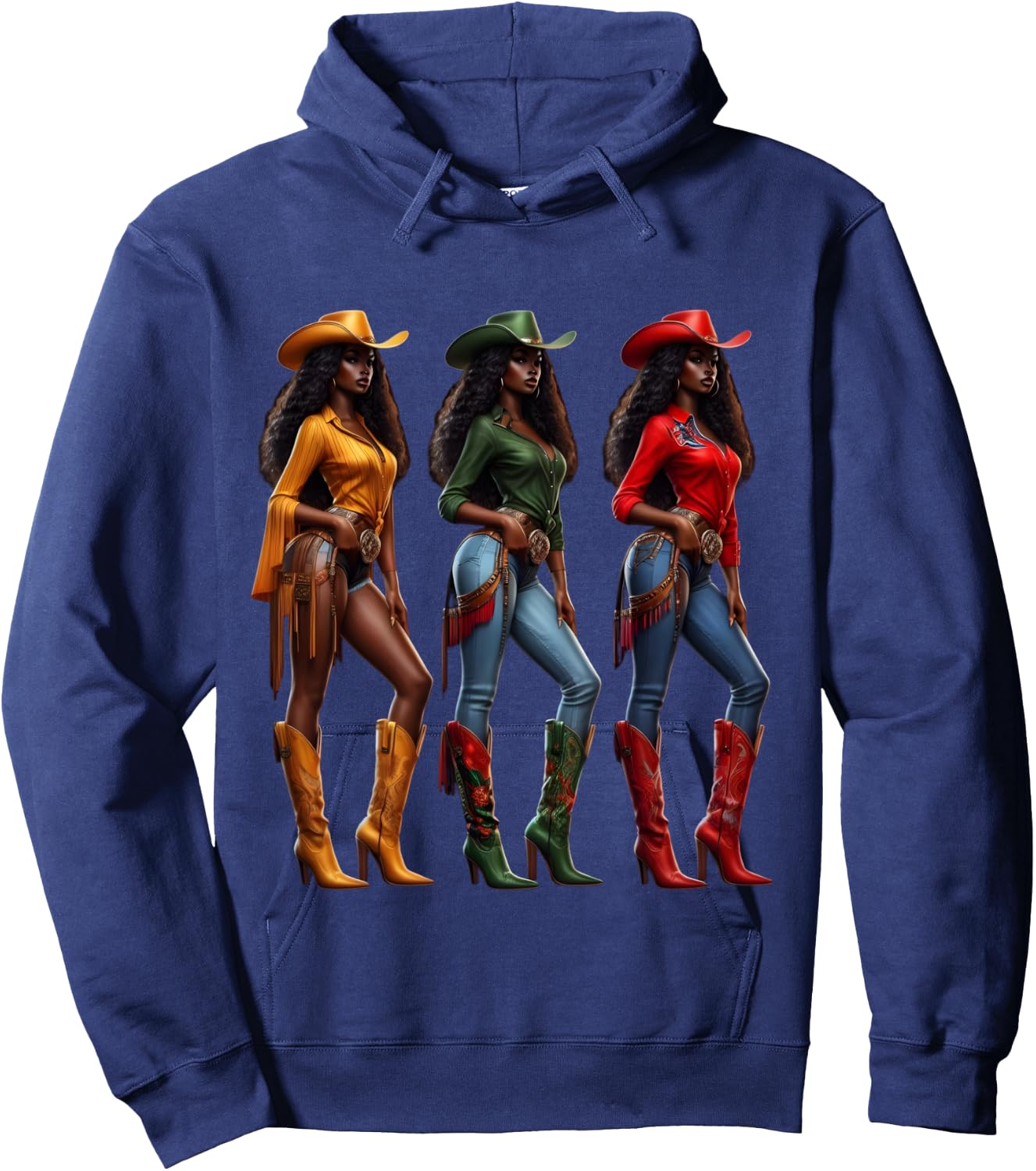 Black Cowgirl Western Rodeo Juneteenth Freedom Afro Women Hoodie - Hoodie | Navy