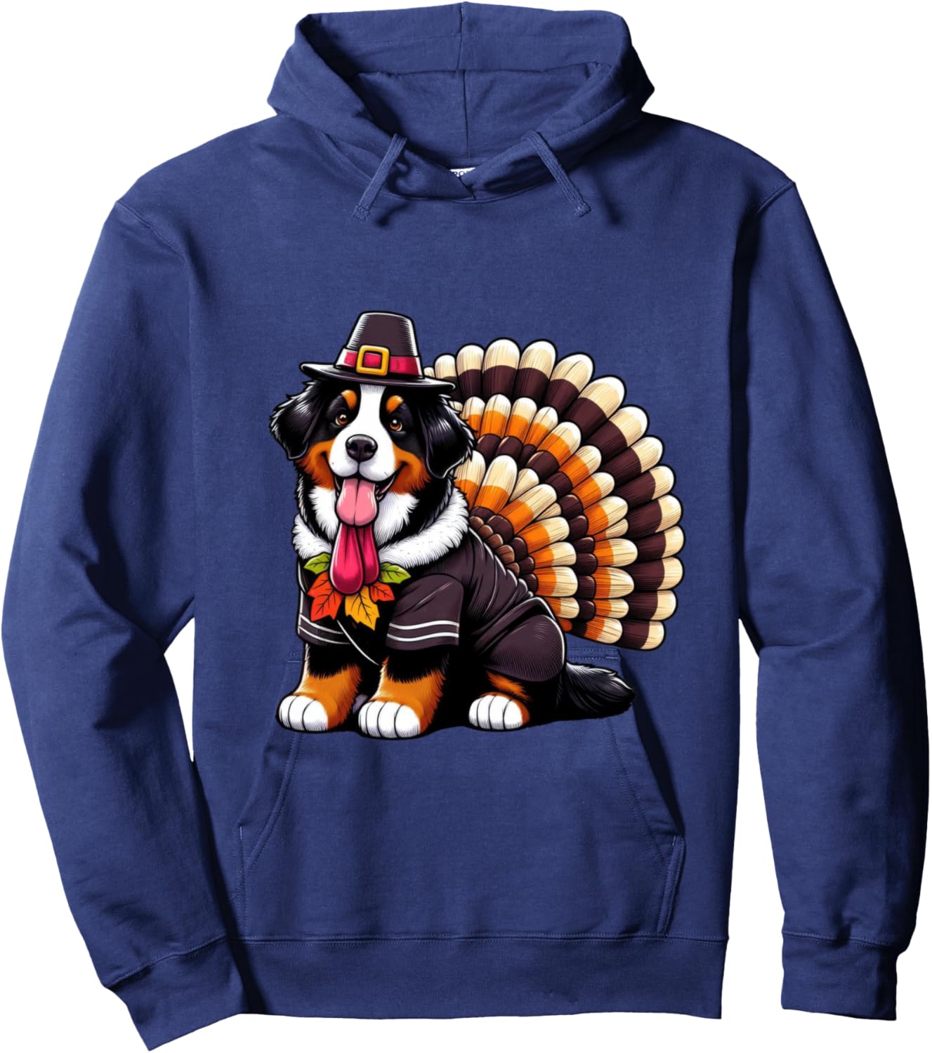 Cute Dog Bernese Mountain Thanksgiving Kids Teen Girl Boy Hoodie - Hoodie | Navy