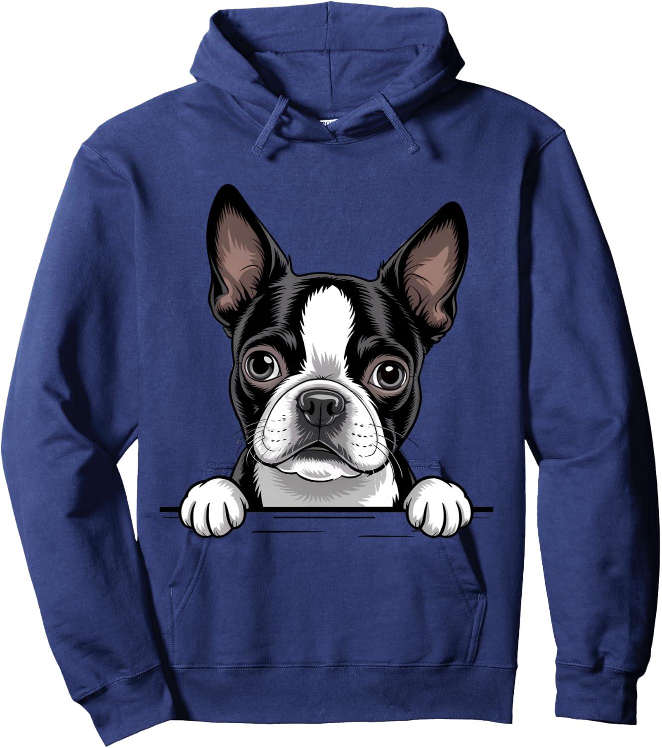 Boston Terrier Funny Peeking Bostie Pocket Puppy Dog Lover Hoodie - Hoodie | Navy