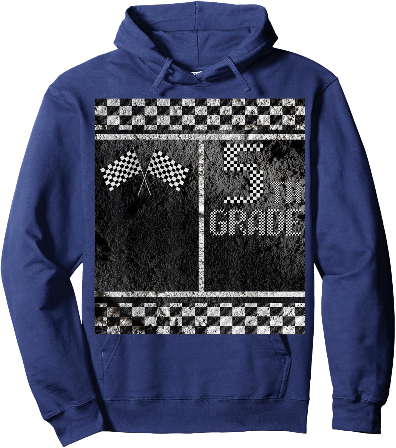 Pit Crew Costume for Funny Halloween 5th Grade Racing Flag Hoodie - Hoodie | Navy
