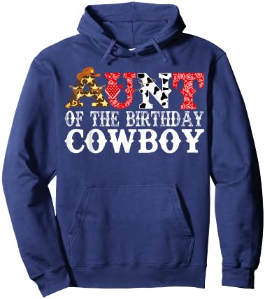 Aunt 1st First Birthday Cowboy Western Rodeo Party Matching Hoodie - Hoodie | Navy