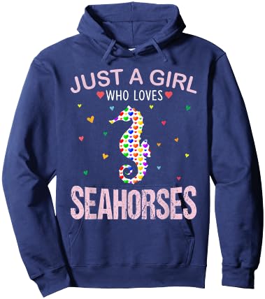 Seahorses Lover Girls Women Just a Girl Who Loves Seahorses Hoodie - Hoodie | Navy