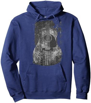 Acoustic Guitar, Vintage, Distressed, Rock & Roll Music Hoodie - Hoodie | Navy