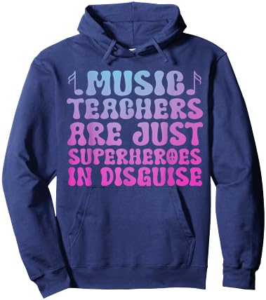 music teachers are just superheroes teacher Groovy Hoodie - Hoodie | Navy
