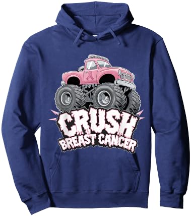 Crush Breast Cancer Pink Ribbon Adult Toddler Monster Truck Hoodie - Hoodie | Navy