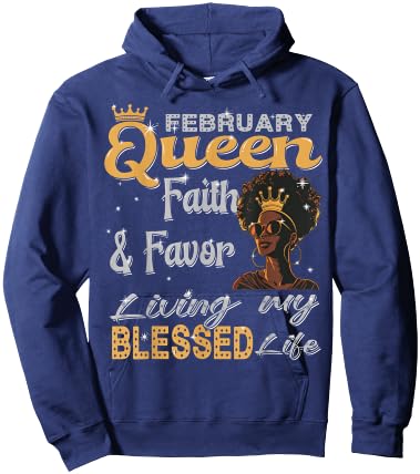 February Queen faith & favor Living My Blessed Life Black Hoodie - Hoodie | Navy