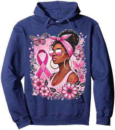 Breast cancer awareness African American support Wear Pink Hoodie - Hoodie | Navy