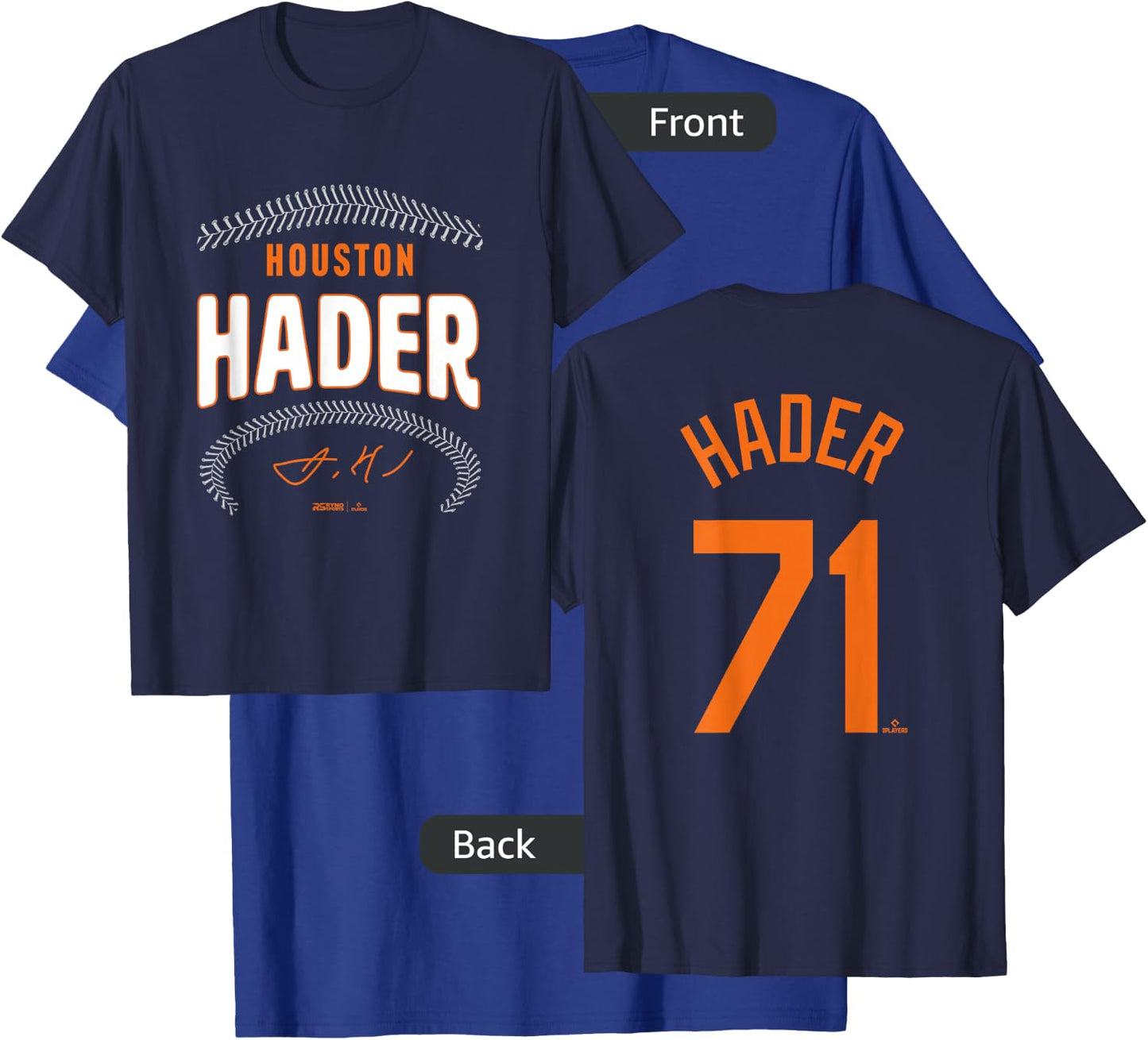 Josh Hader Houston Name & Number (Front & Back) MLBPA T-Shirt - T-Shirt | Royal