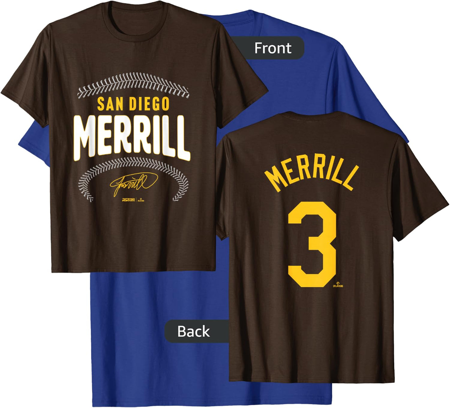 Jackson Merrill San Diego Name & Number (Front&Back) MLBPA T-Shirt - T-Shirt | Royal