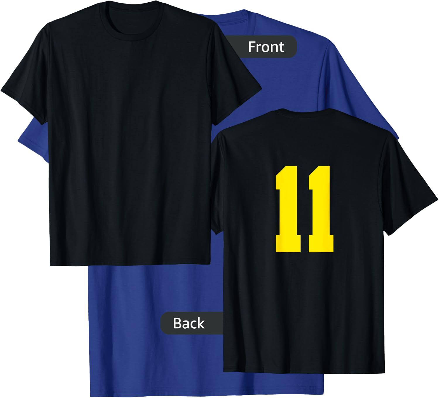 Yellow Number 11 ( on Back) Sports Team Jersey Number T-Shirt - T-Shirt | Royal