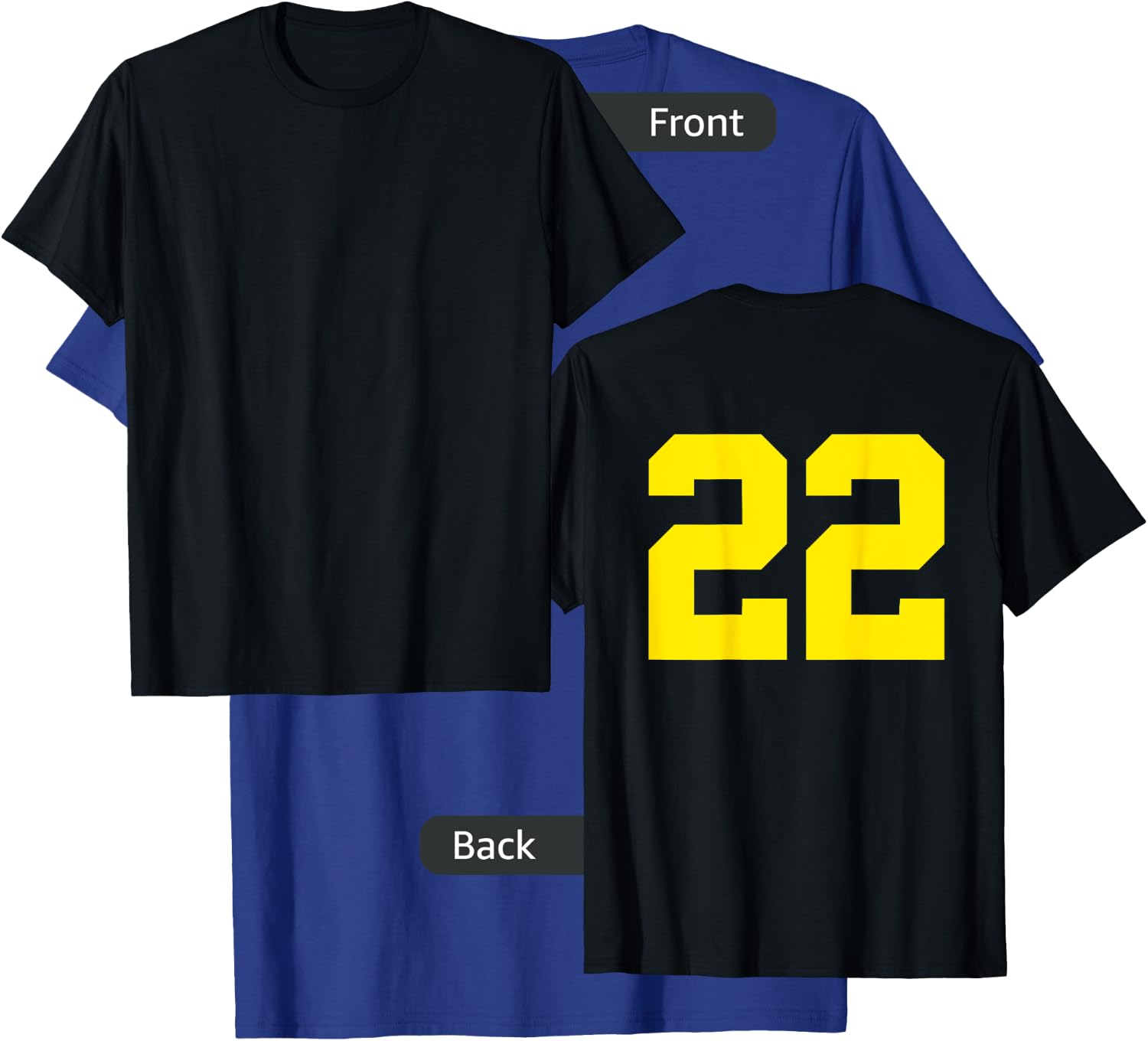 Yellow Number 22 (on Back) Sports Team Jersey Number T-Shirt - T-Shirt | Royal