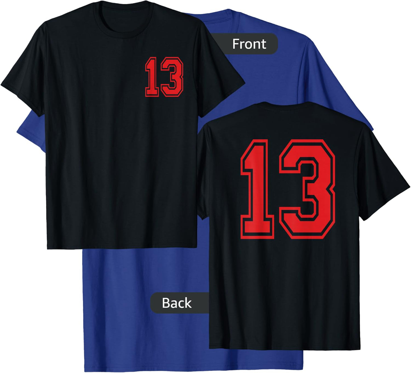 Number 13 in Red T-Shirt - T-Shirt | Royal