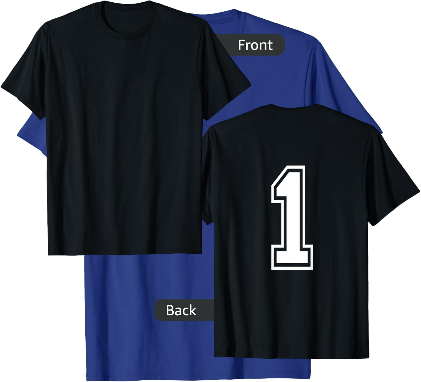 Number 1 Sports Player Number Back of Shirt Only T-Shirt - T-Shirt | Royal