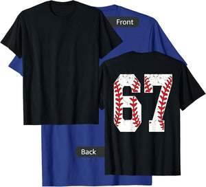 Number #67 Baseball Jersey Number 67 Print On Back T-Shirt - T-Shirt | Royal