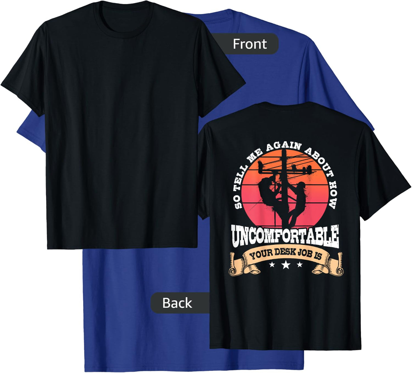 Lineman Gifts Line Worker Image On Back of Shirt T-Shirt - T-Shirt | Royal