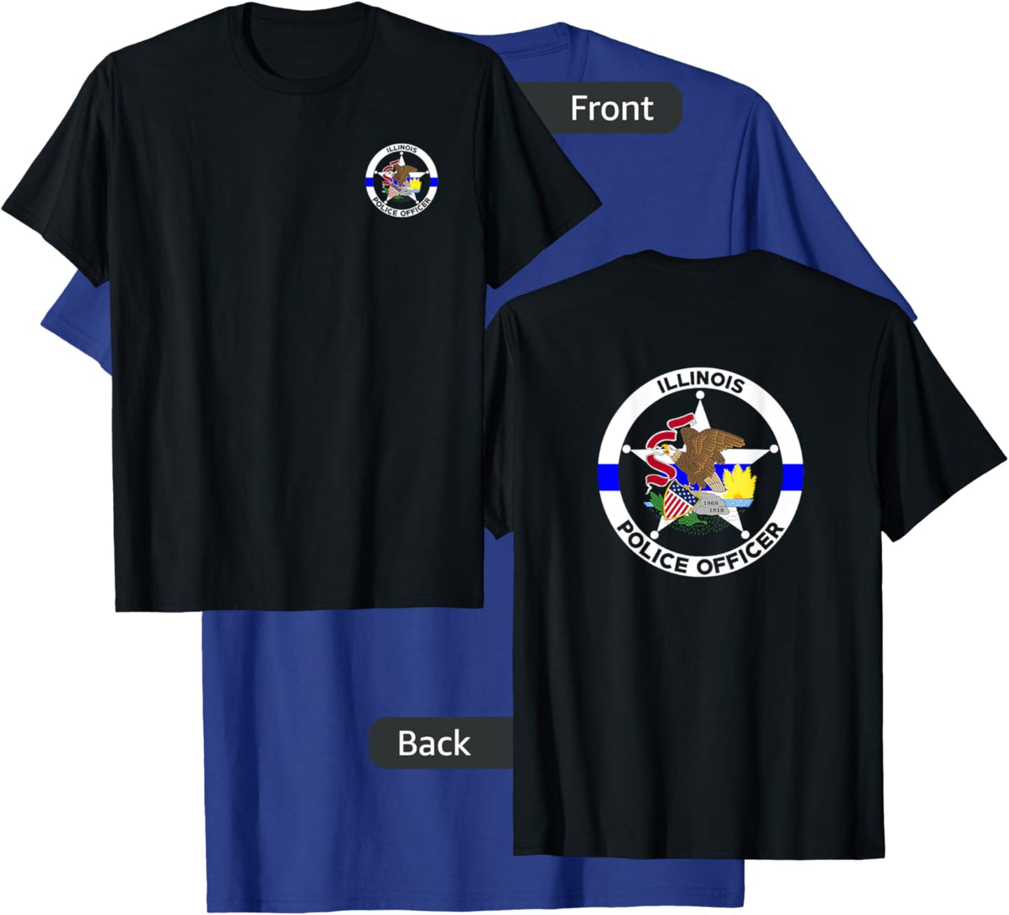 Illinois Police Officer's Department Policemen T-Shirt - T-Shirt | Royal