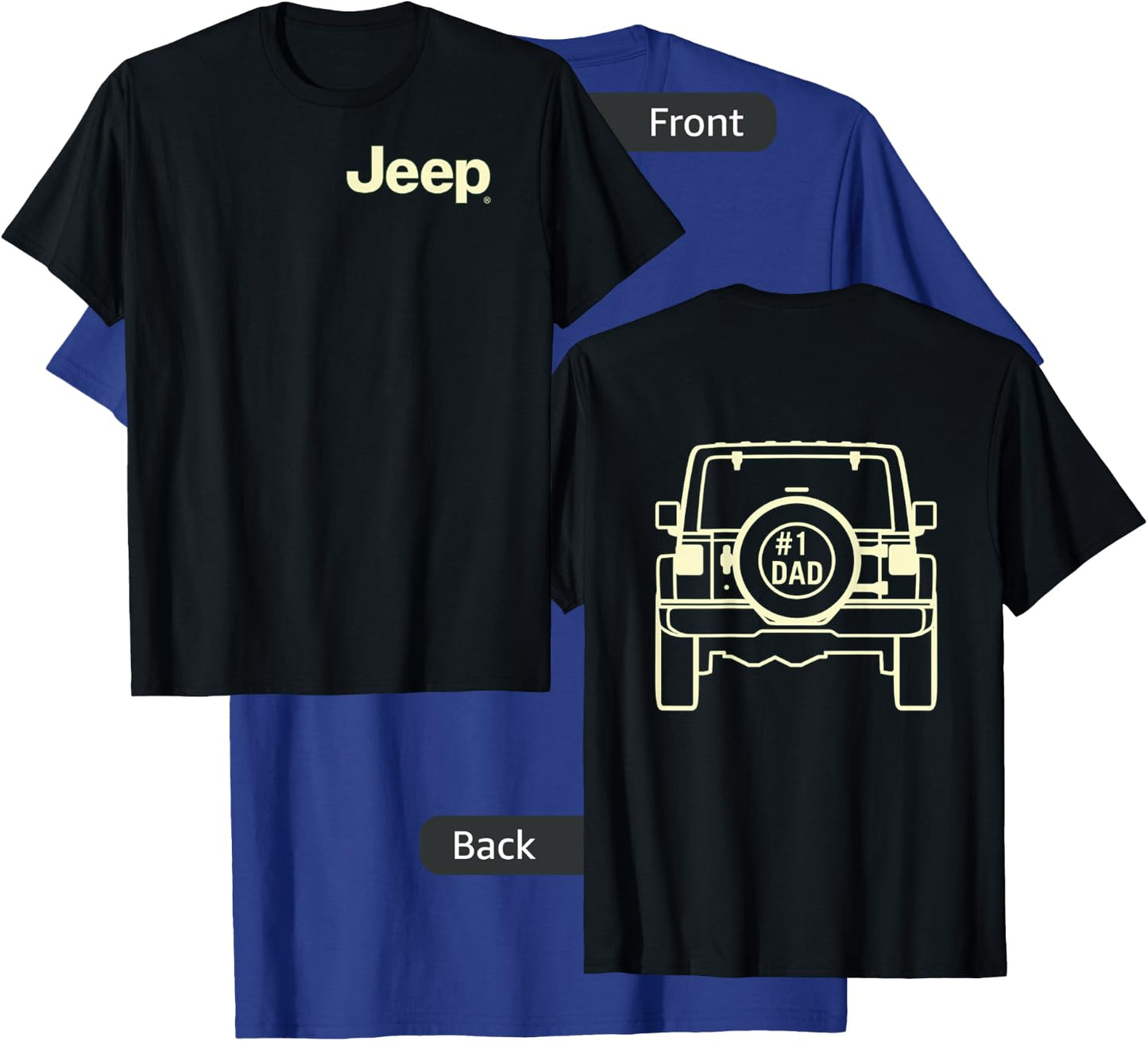 Jeep Dad (Front/Back Print) Small T-Shirt - T-Shirt | Royal