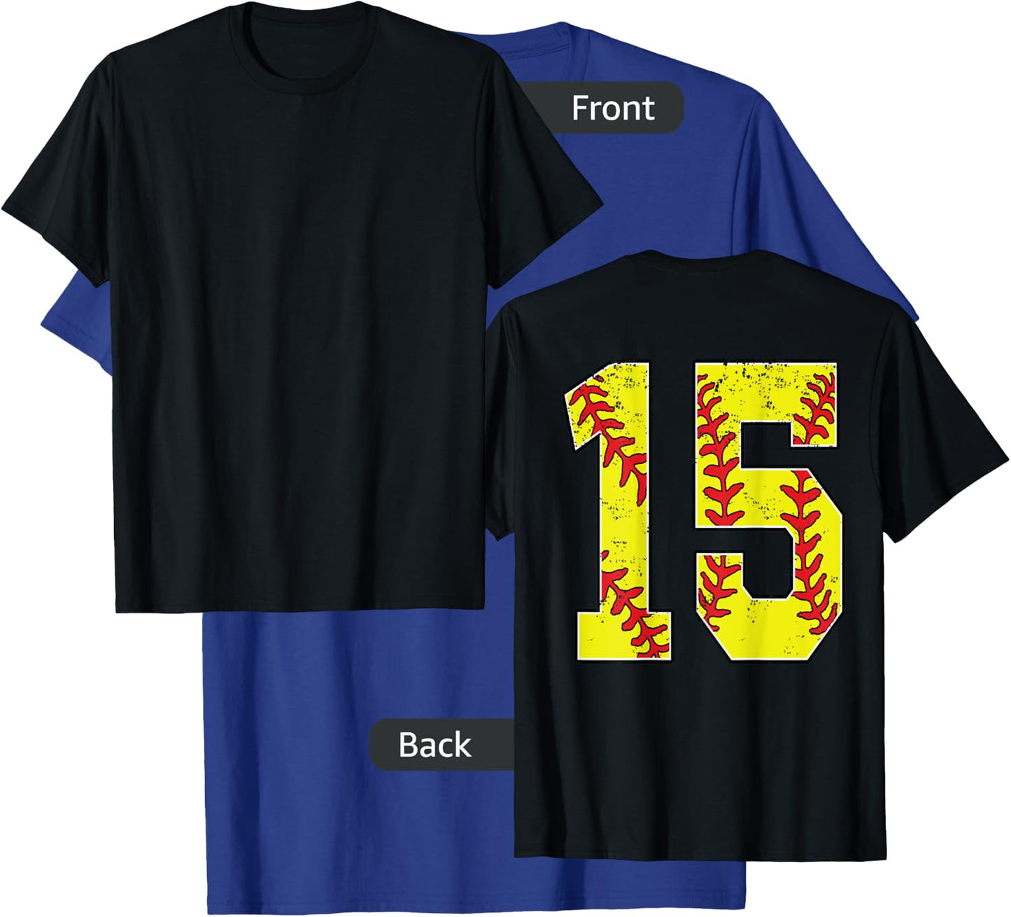 Number #15 Softball Jersey Number 15 Print On Back T-Shirt - T-Shirt | Royal