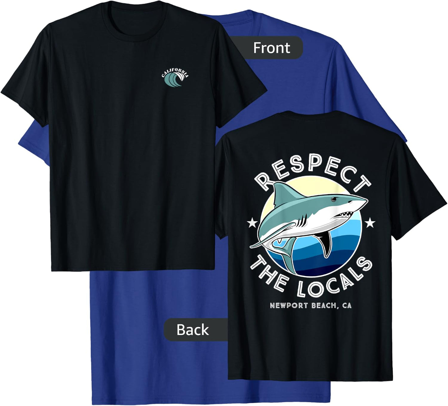 Newport Beach California - Respect the Locals Shark Women Kids T-Shirt - T-Shirt | Royal