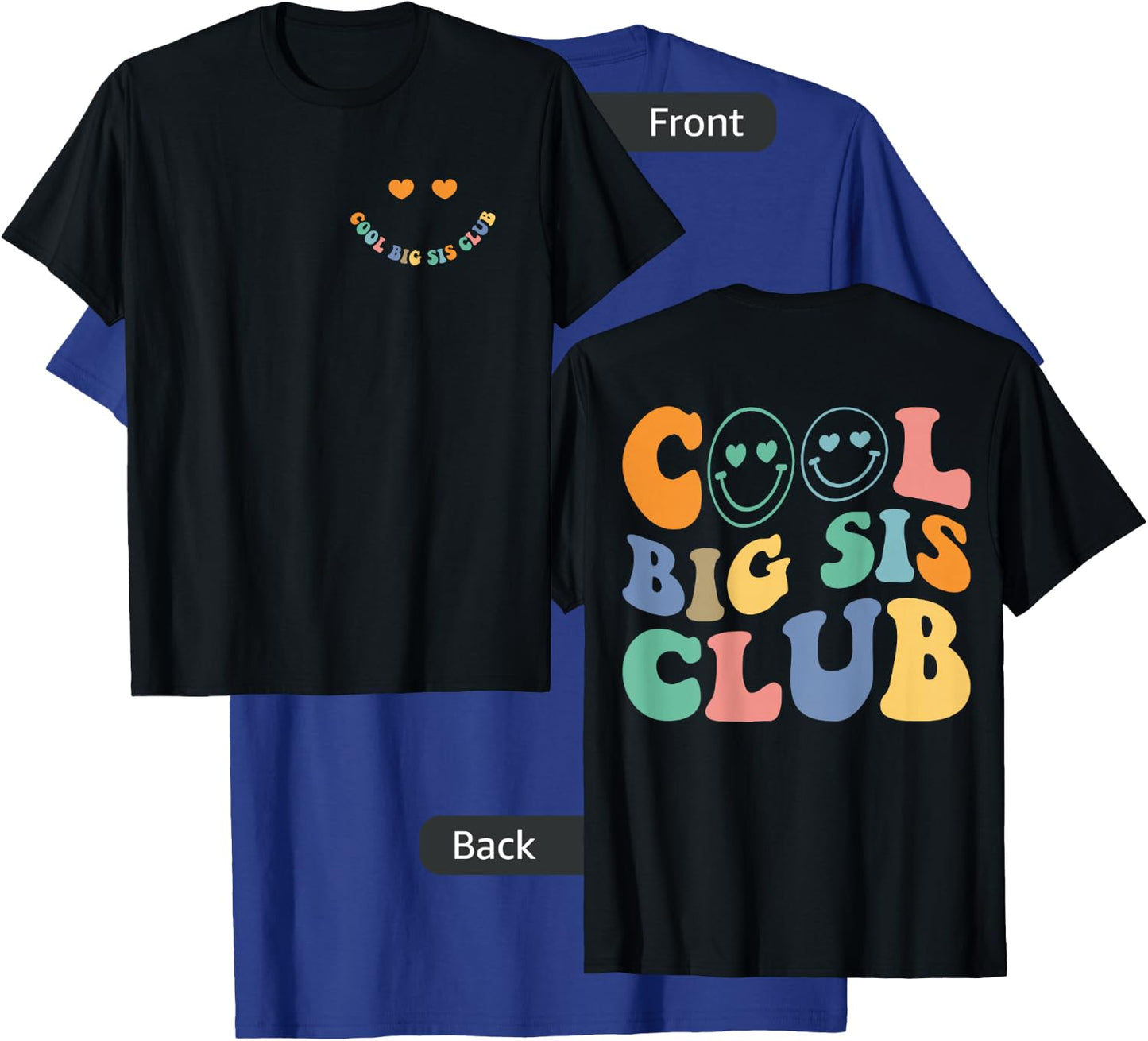 Cool Big Sis Club Funny Sister Saying Retro Groovy Women T-Shirt - T-Shirt | Royal