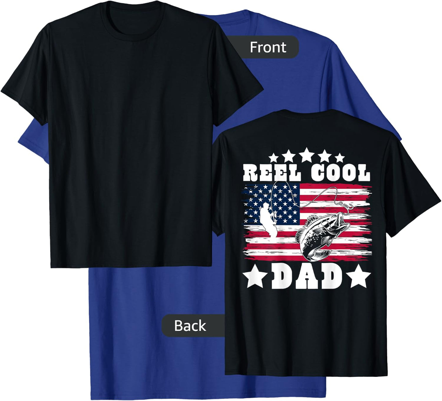 American Dad USA Fishing - Reel Cool Fishing Dad (on back) T-Shirt - T-Shirt | Royal