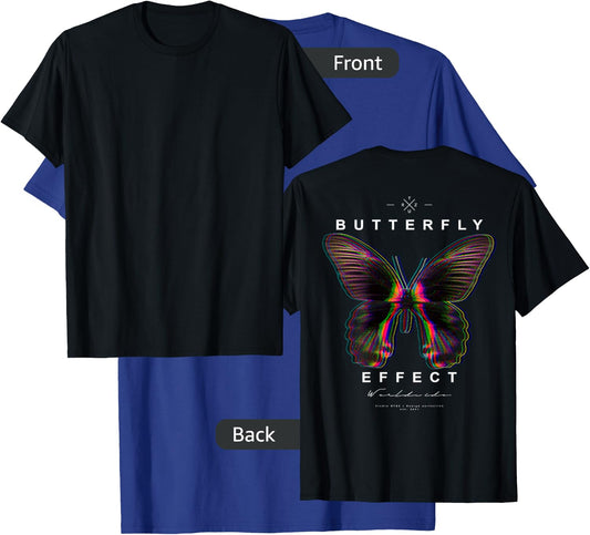 Back Print Streetwear Hip Hop Retro Vintage Moth Butterfly T-Shirt - T-Shirt | Royal