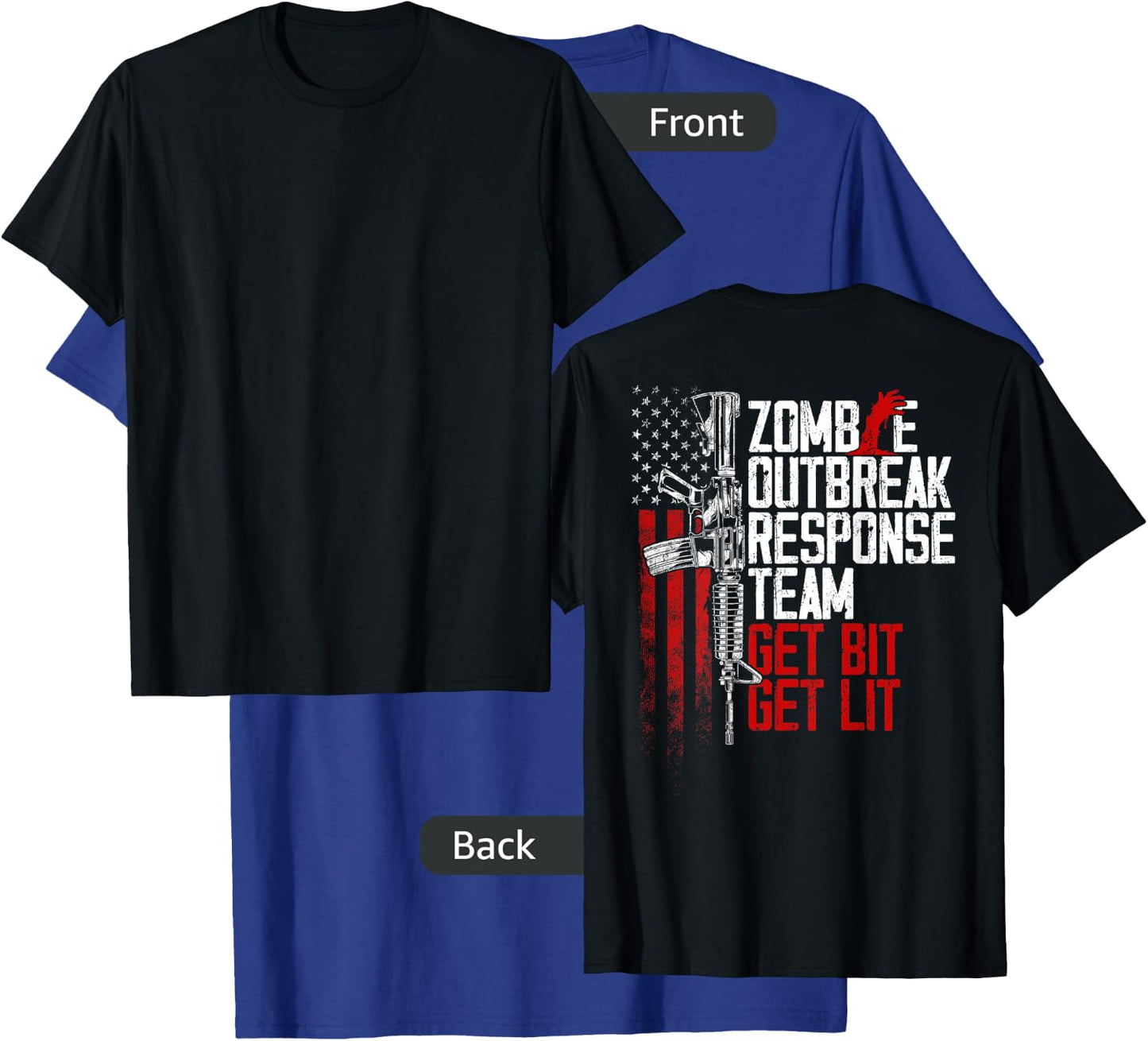 USA Flag Zombie Outbreak Response Team Get Bit (on back) Men T-Shirt - T-Shirt | Royal