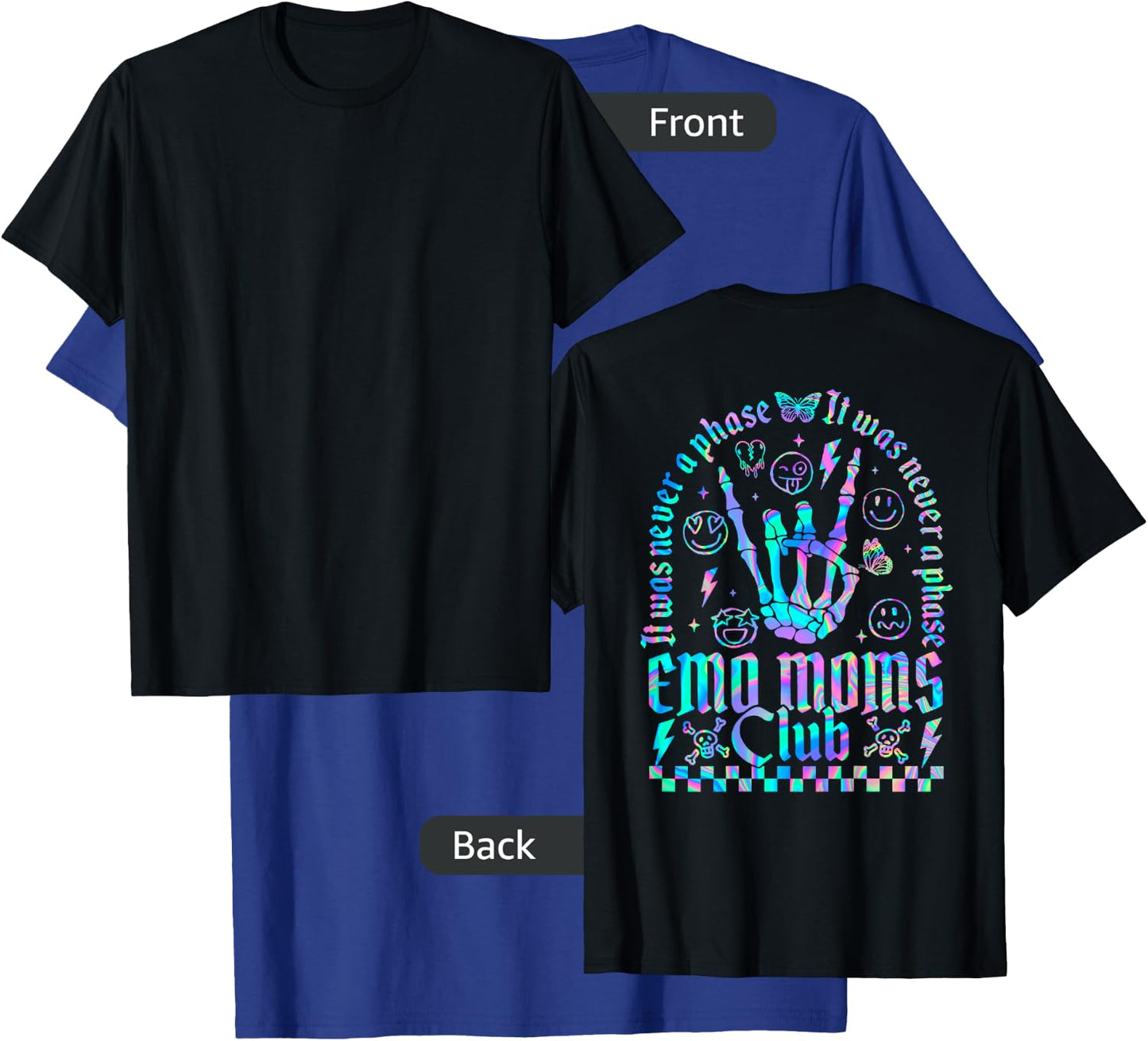 Emo Moms Club Skeleton Motherhood Funny Mama Rocking (back) T-Shirt - T-Shirt | Royal