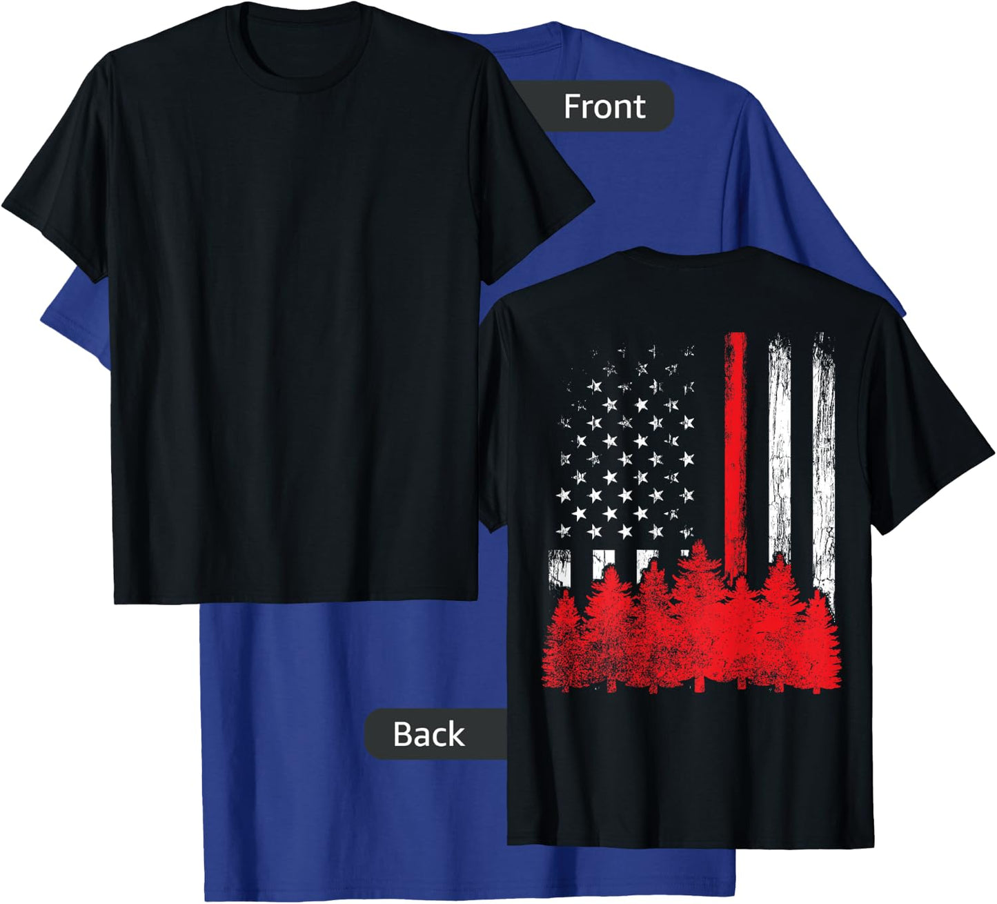 Thin Red Line American Flag Wildland Firefighter Shirts Gift T-Shirt - T-Shirt | Royal