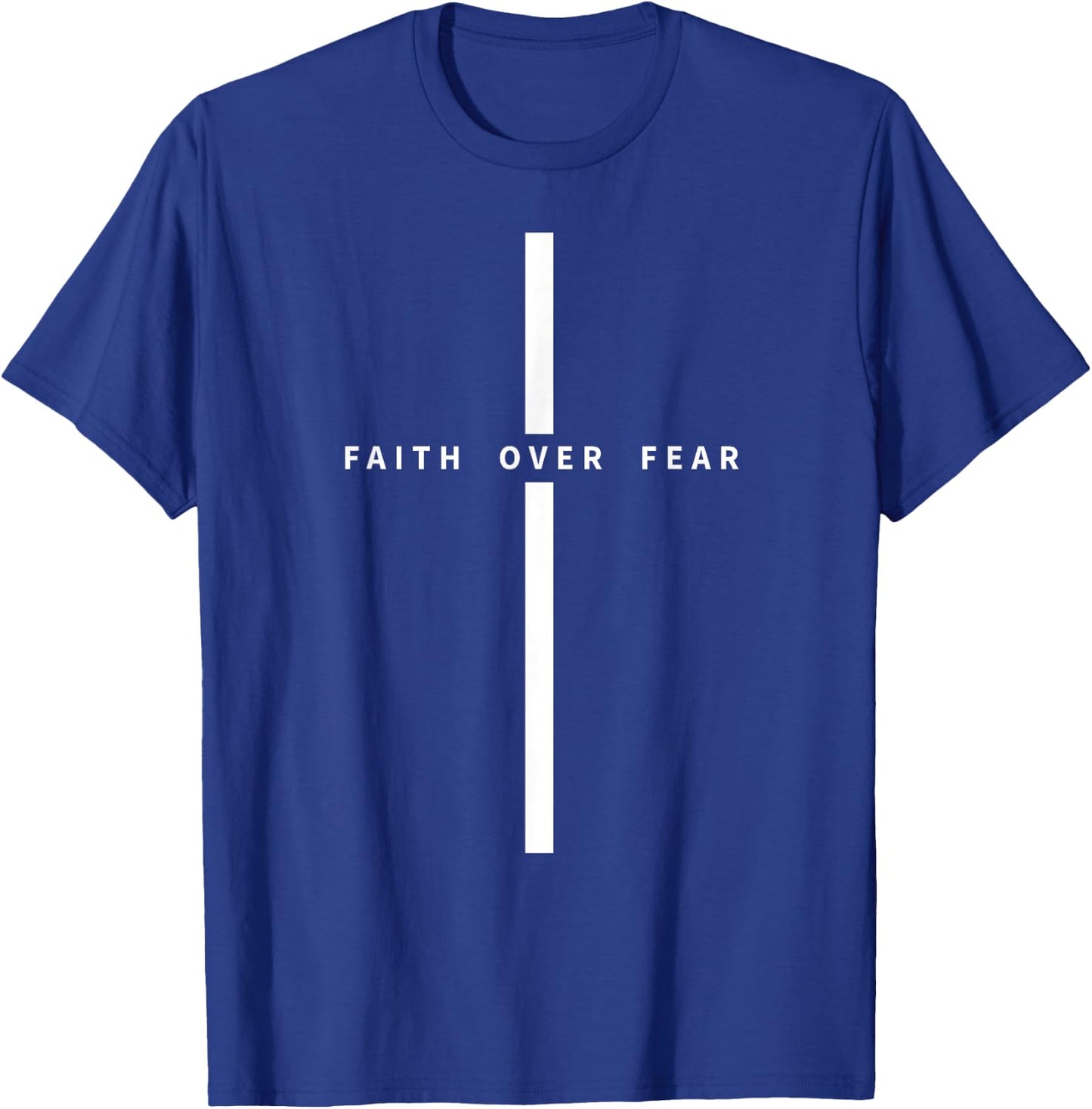 Faith Over Fear Christian Minimalist Jesus Christ Cross T-Shirt - T-Shirt | Royal