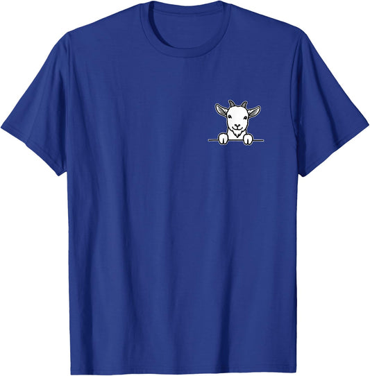 Retro Goats Lovely Animal Pet Lovers Adorable Goat In Pocket T-Shirt - T-Shirt | Royal