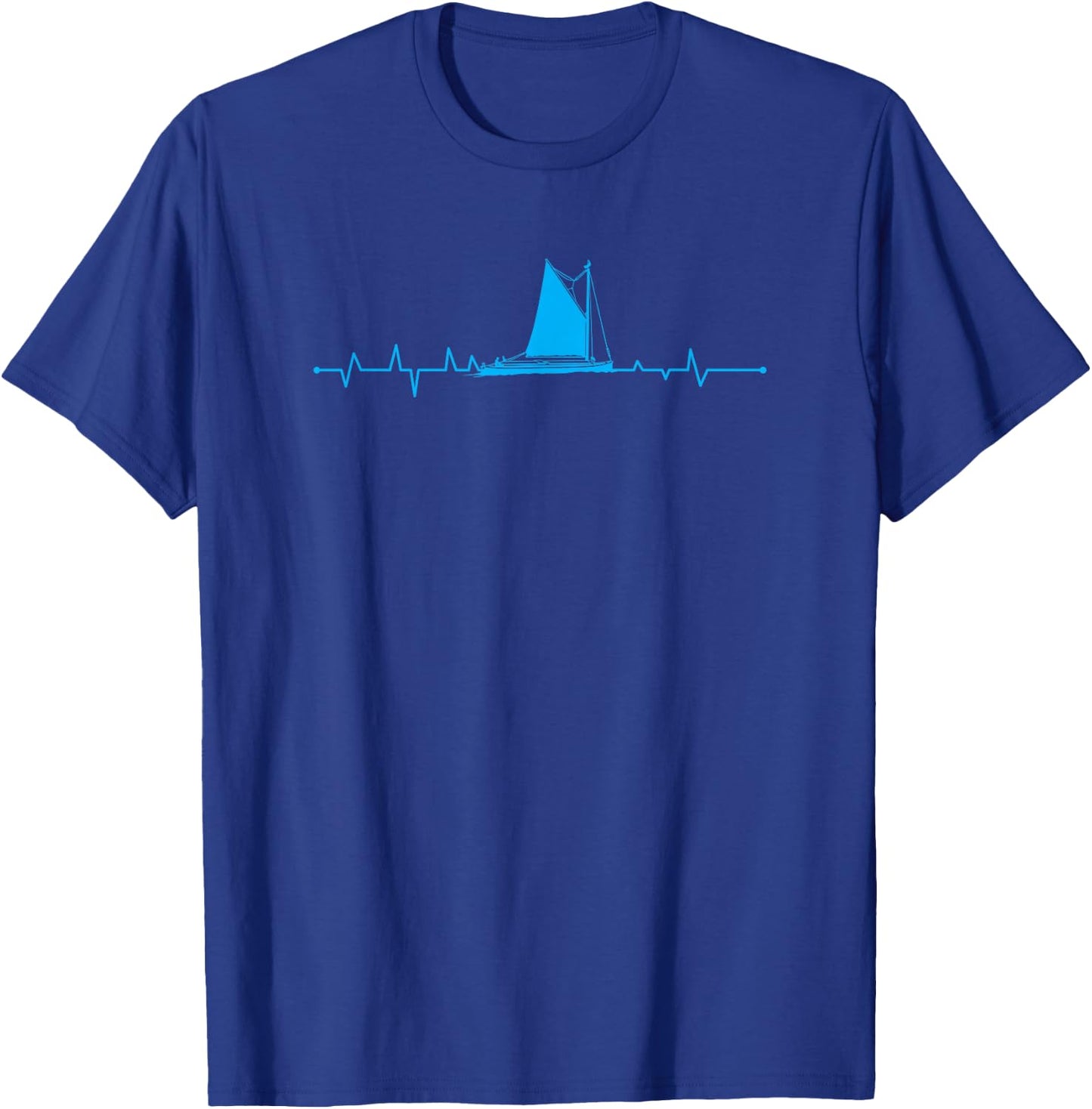 Sailboat Heartbeat Sailor Fishermen Boat Lover T-Shirt - T-Shirt | Royal