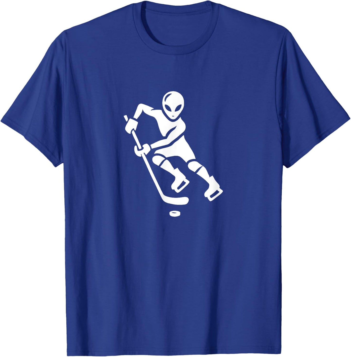 Alien Hockey Player Silhouette Minimalist Extraterrestial T-Shirt - T-Shirt | Royal