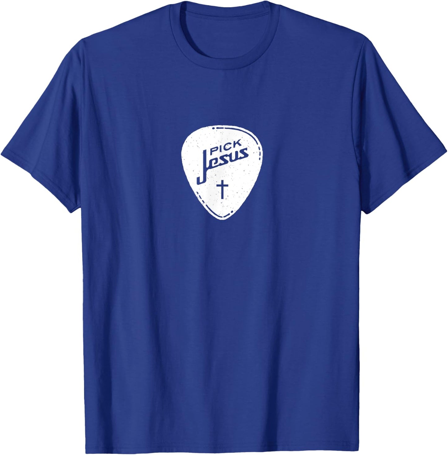 Christian Shirt - Vintage Guitar Pick Jesus Cross Worship T-Shirt - T-Shirt | Royal