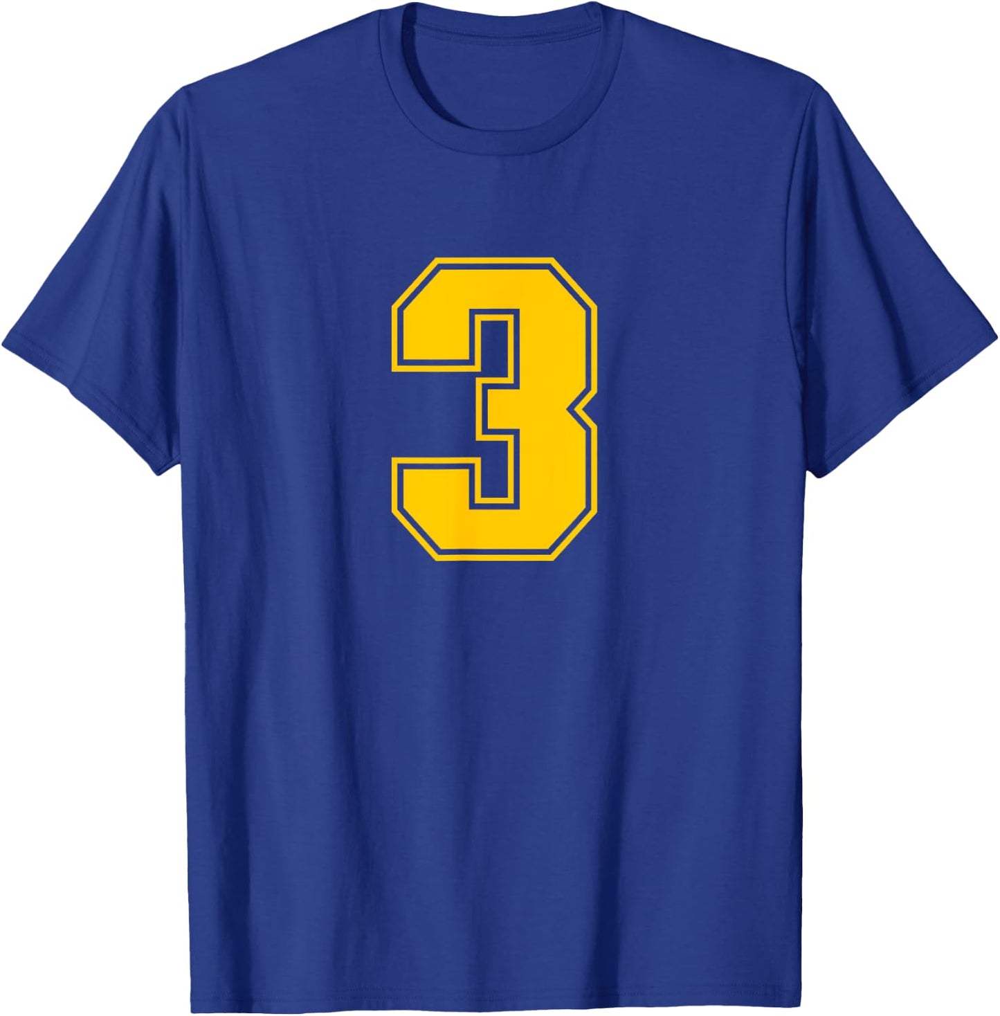 Number #3 Yellow Sports Fan Jersey Number T-Shirt - T-Shirt | Royal